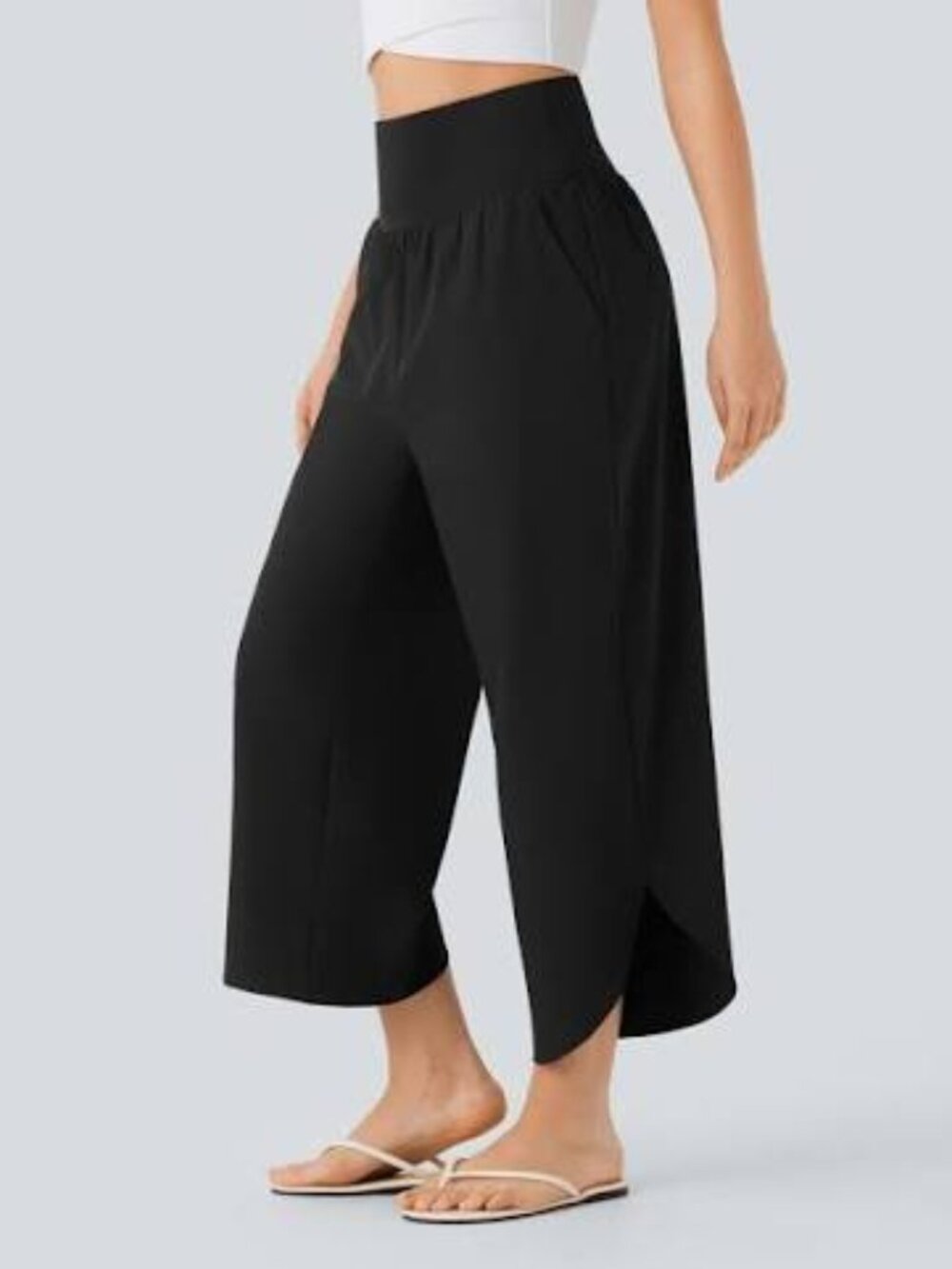HALARA Breezeful High Waisted Split Hem Resort Pants Black XL New